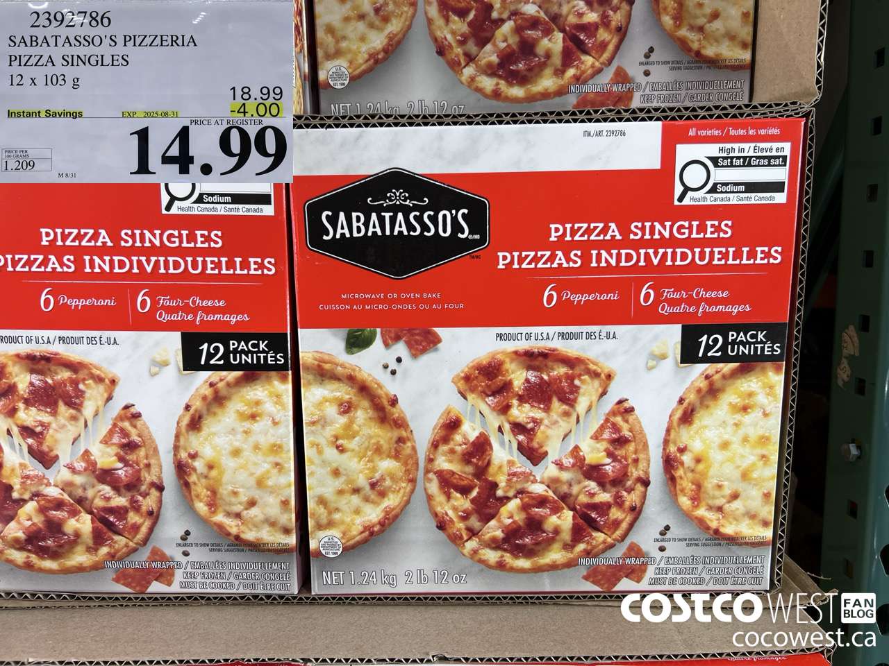 2392786 SABATASSO'S PIZZERIA PIZZA SINGLES 12 X 103G ($4.00 INSTANT SAVINGS EXPIRES ON 2025-08-31) $14.99