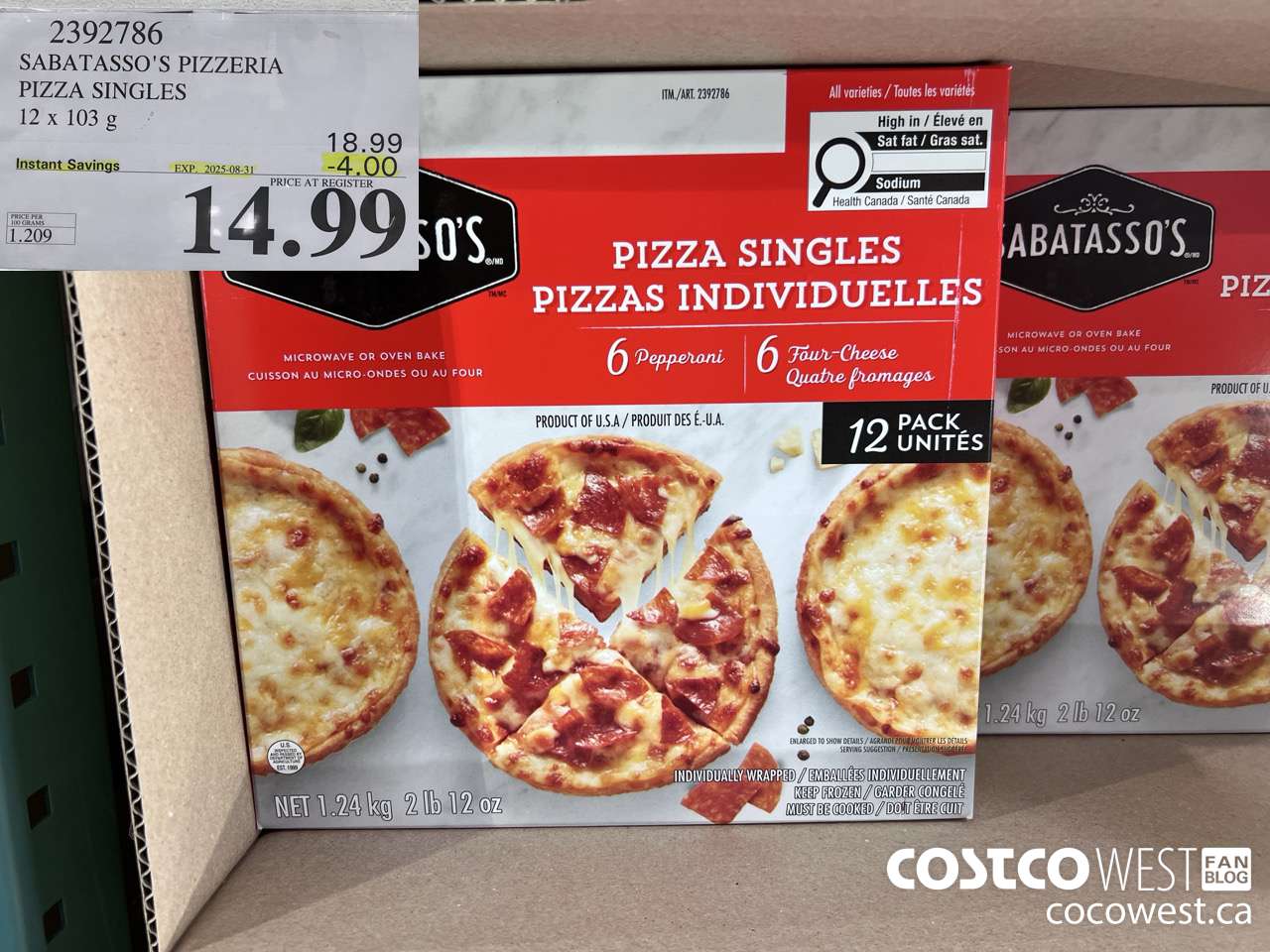 2392786 SABATASSO'S PIZZERIA PIZZA SINGLES 12 X 103G ($4.00 INSTANT SAVINGS EXPIRES ON 2025-08-31) $14.99