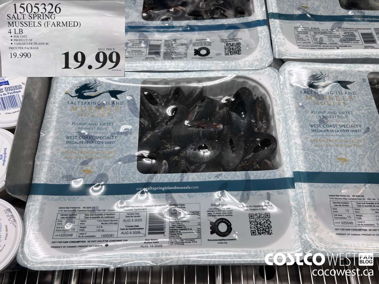 1505326 SALT SPRING MUSSELS (FARMED) $19.99