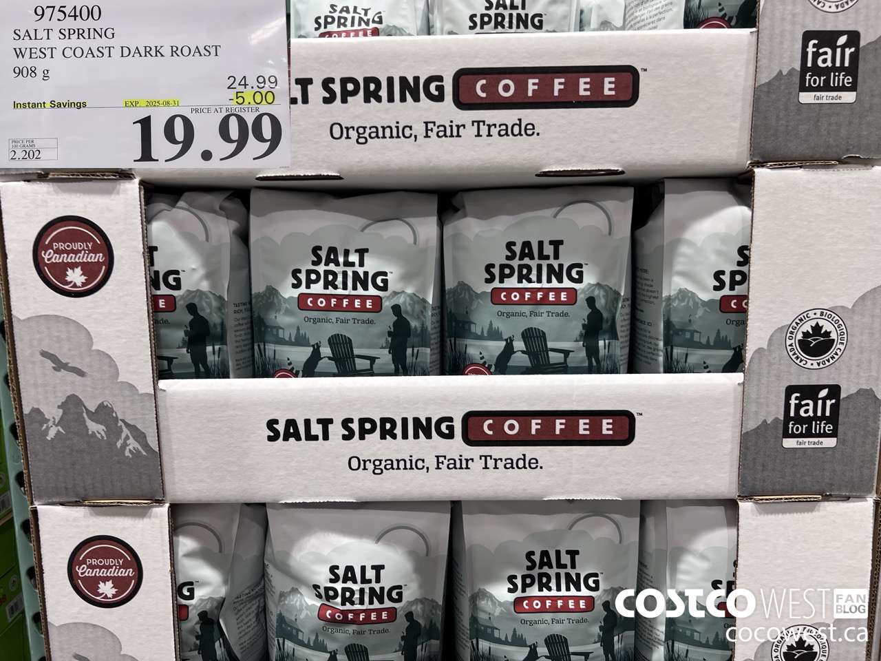 975400 SALT SPRING WEST COAST DARK ROAST 908 G ($5.00 INSTANT SAVINGS EXPIRES ON 2025-08-31) $19.99