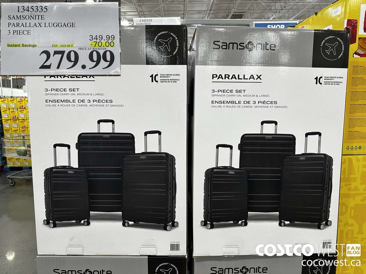 1345335 SAMSONITE PARALLAX LUGGAGE 3 PIECE ($70.00 INSTANT SAVINGS EXPIRES ON 2025-08-10) $279.99