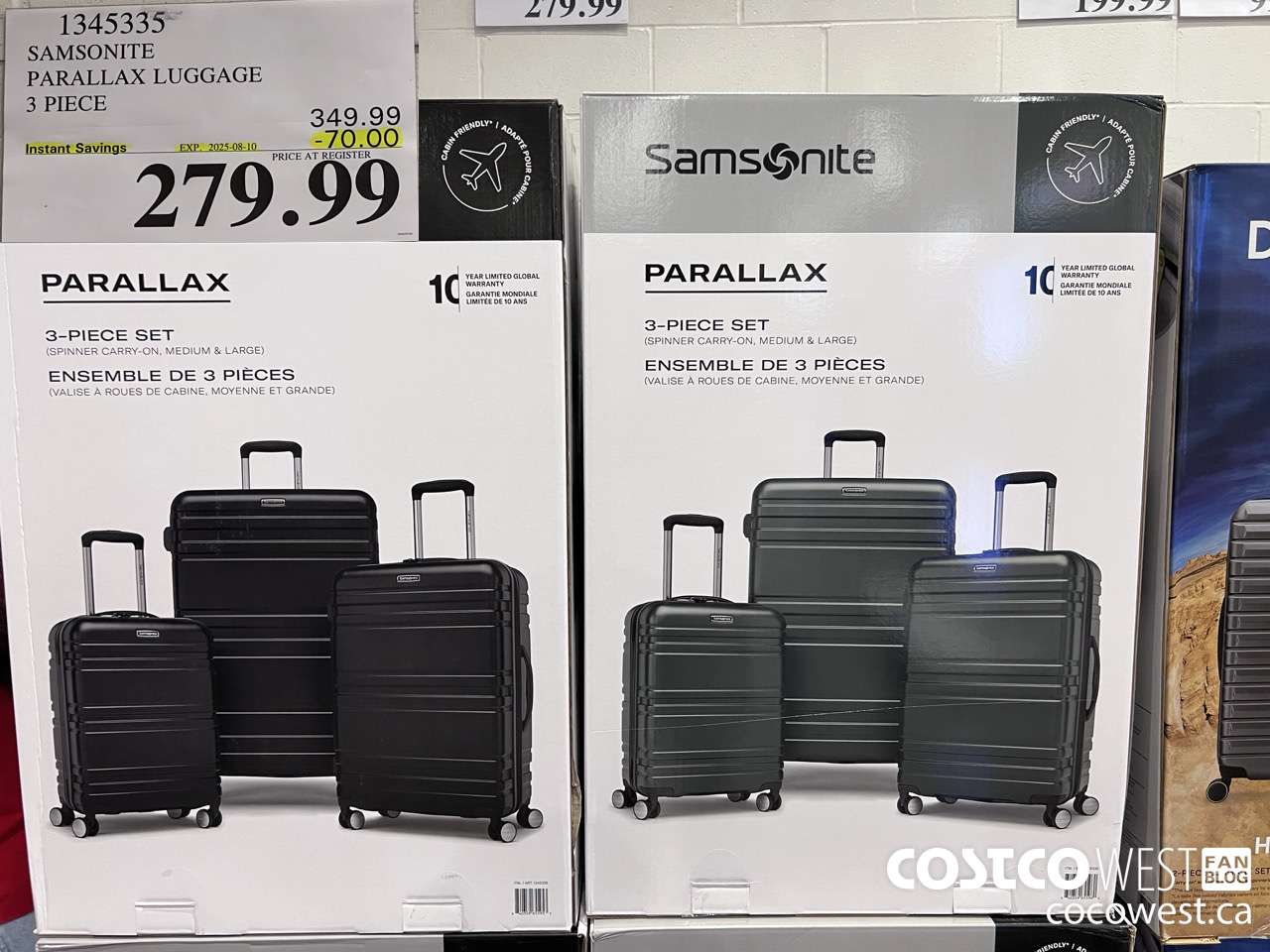 1345335 SAMSONITE PARALLAX LUGGAGE 3 PIECE ($70.00 INSTANT SAVINGS EXPIRES ON 2025-08-10) $279.99
