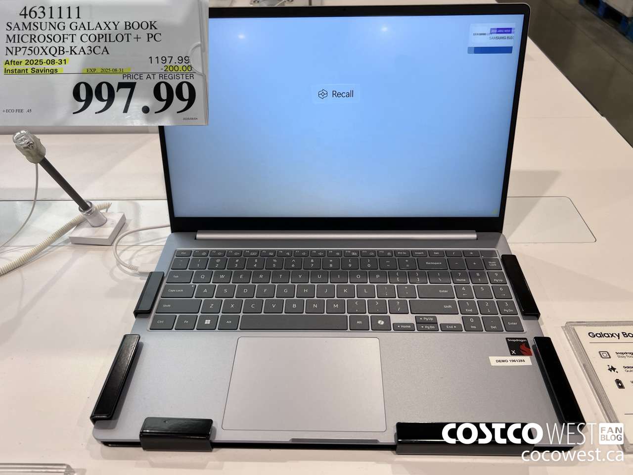 4631111 SAMSUNG GALAXY BOOK MICROSOFT COPILOT + PC NP750XQB-KA3CA ($200.00 INSTANT SAVINGS EXPIRES ON 2025-08-31) $997.99