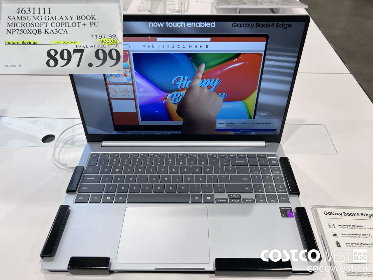 4631111 SAMSUNG GALAXY BOOK MICROSOFT COPILOT + PC NP750XQB-KA3CA ($300.00 INSTANT SAVINGS EXPIRES ON 2025-09-18) $897.99