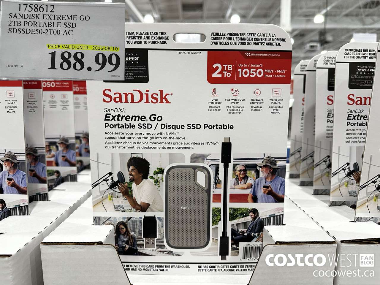 1758612 SANDISK EXTREME GO 2 TB PORTABLE SSD (EXPIRES ON 2025-08-10) $188.99