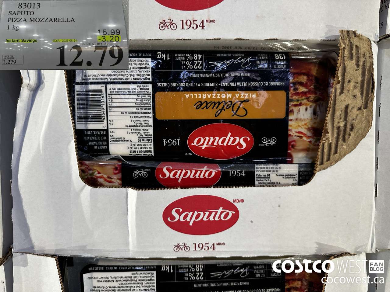 83013 SAPUTO PIZZA MOZZARELLA 1 kg ($3.20 INSTANT SAVINGS EXPIRES ON 2025-08-24) $12.79