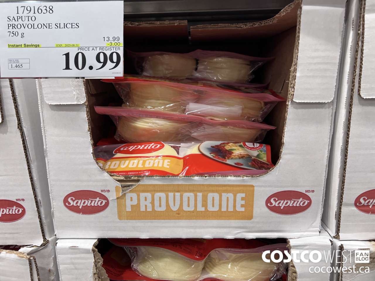 1791638 SAPUTO PROVOLONE SLICES 750G ($3.00 INSTANT SAVINGS EXPIRES ON 2025-08-31) $10.99