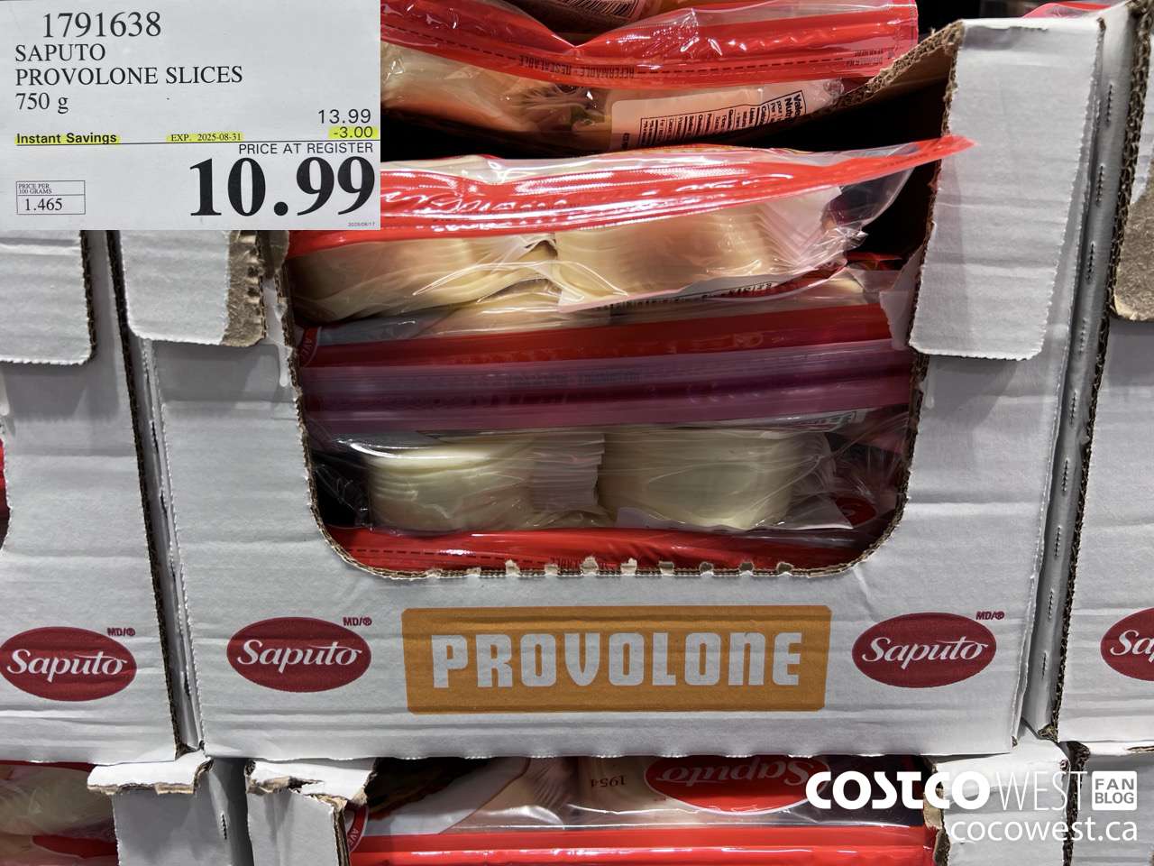 1791638 SAPUTO PROVOLONE SLICES 750G ($3.00 INSTANT SAVINGS EXPIRES ON 2025-08-31) $10.99
