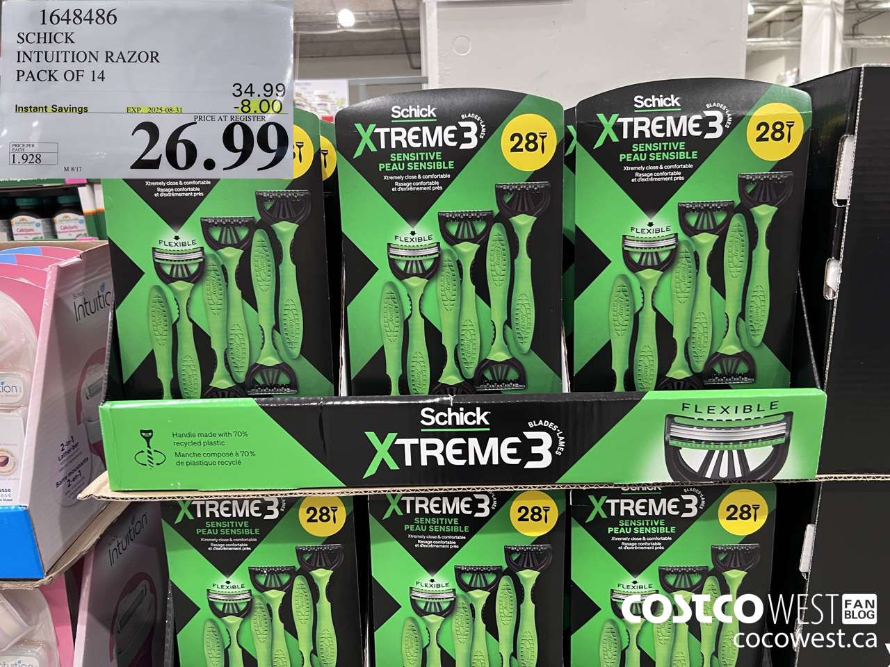 1648486 SCHICK INTUITION 14 CARTRIDGES + RAZOR ($8.00 INSTANT SAVINGS EXPIRES ON 2025-08-31) $26.99