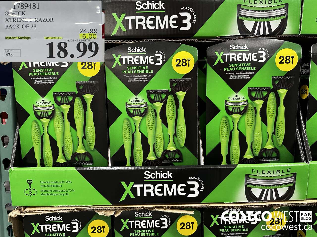 1789481 SCHICK XTREME 3 RAZOR PACK OF 28 ($6.00 INSTANT SAVINGS EXPIRES ON 2025-08-31) $18.99