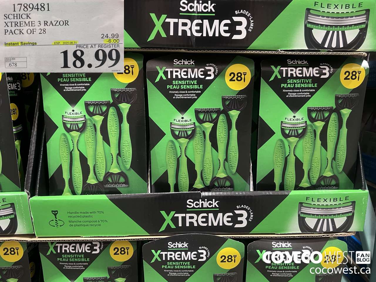 1789481 SCHICK XTREME 3 RAZOR PACK OF 28 ($6.00 INSTANT SAVINGS EXPIRES ON 2025-08-31) $18.99