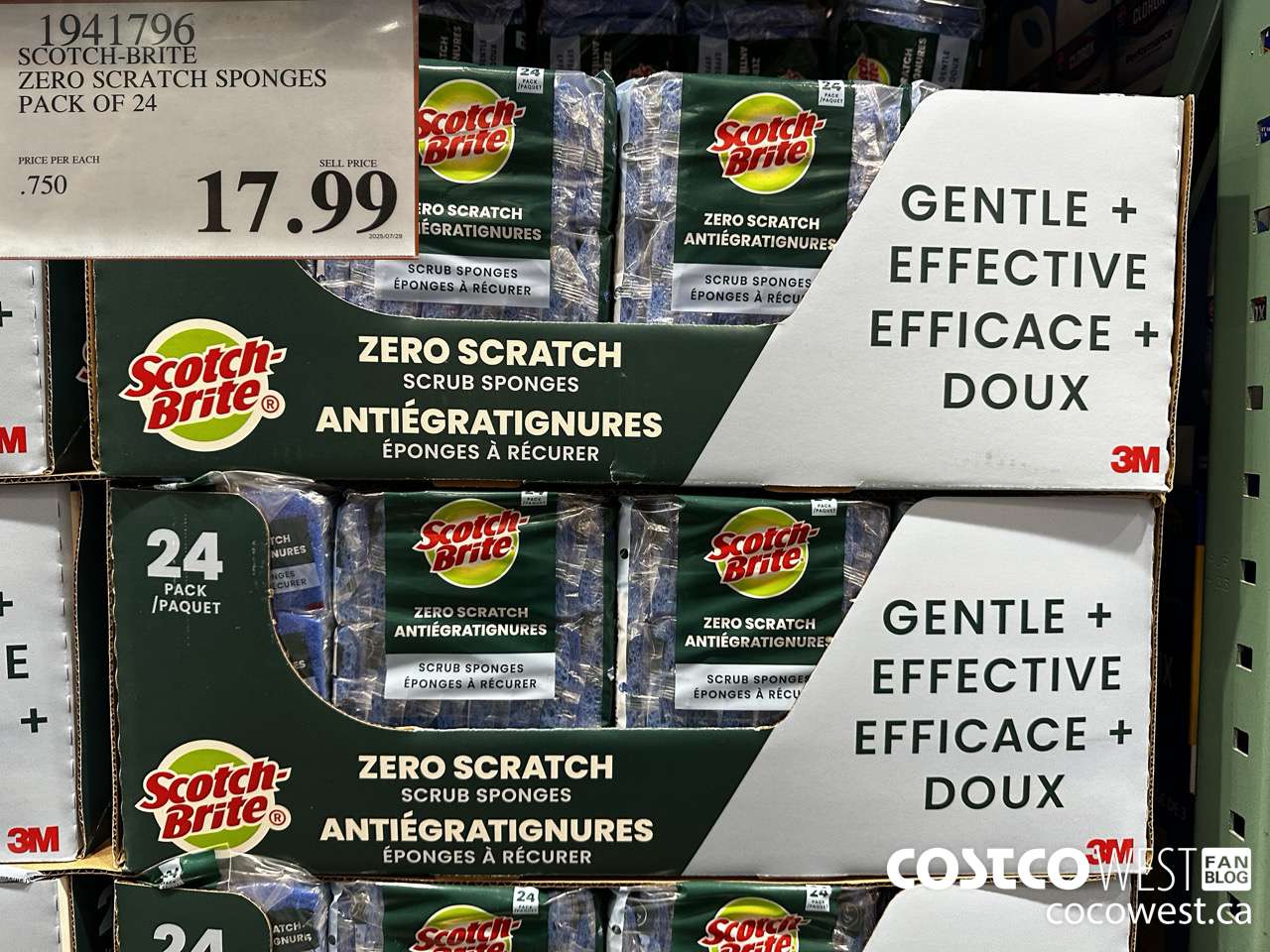 1941796 SCOTCH-BRITE ZERO SCRATCH SPONGES PACK OF 24 $17.99