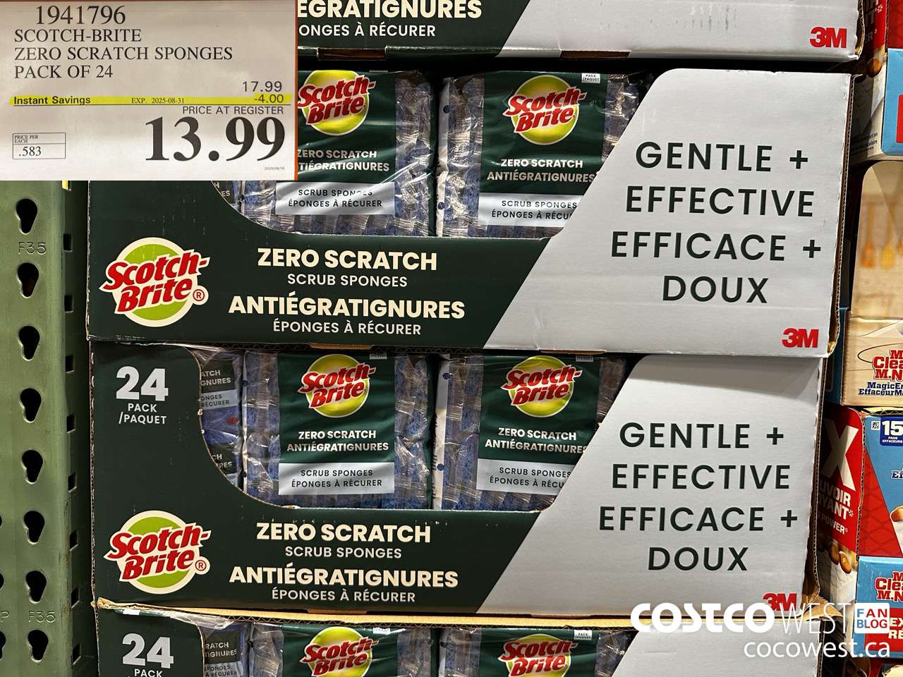1941796 SCOTCH-BRITE ZERO SCRATCH SPONGES PACK OF 24 ($4.00 INSTANT SAVINGS EXPIRES ON 2025-08-31) $13.99