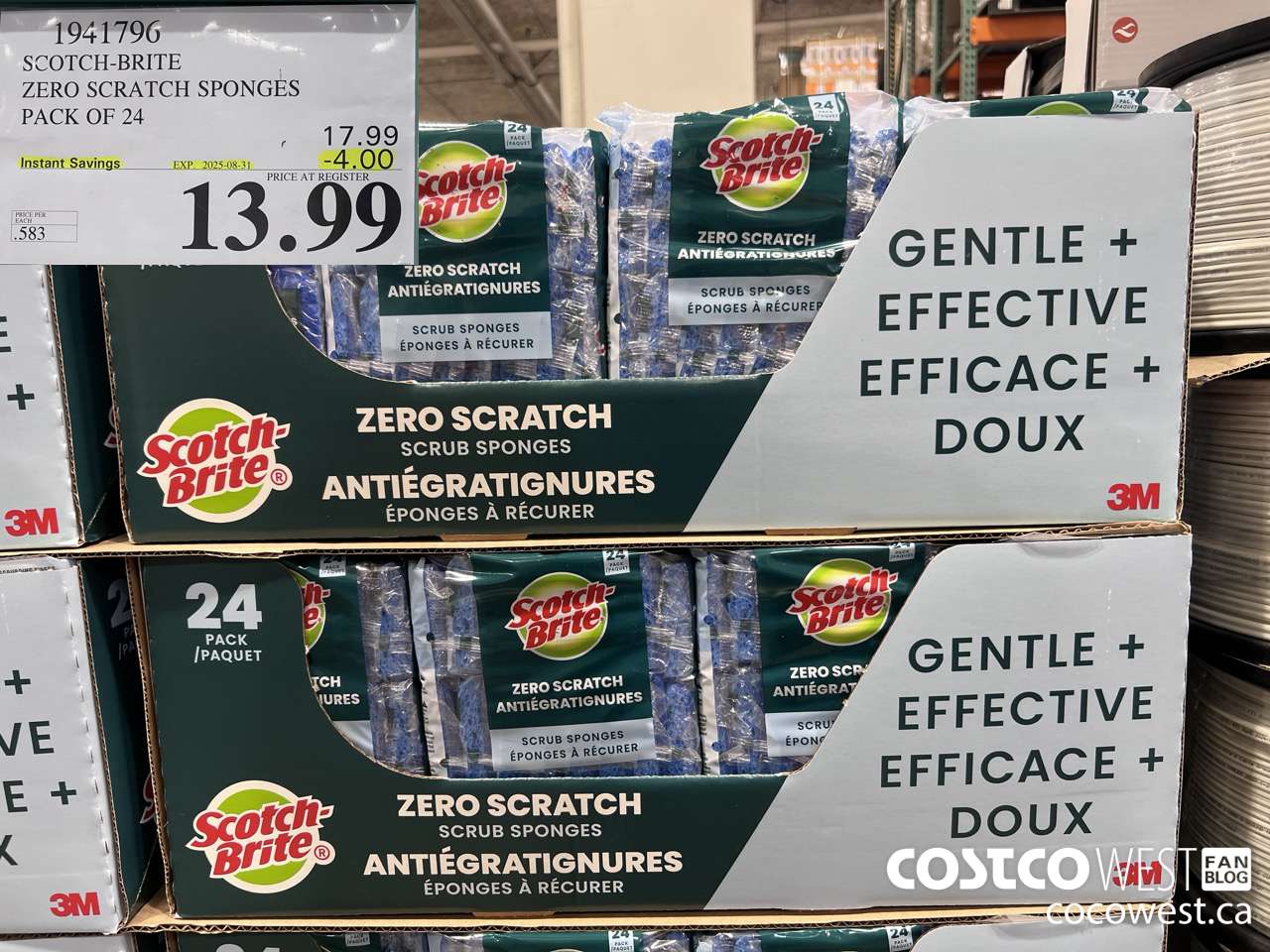 1941796 SCOTCH-BRITE ZERO SCRATCH SPONGES PACK OF 24 ($4.00 INSTANT SAVINGS EXPIRES ON 2025-08-31) $13.99