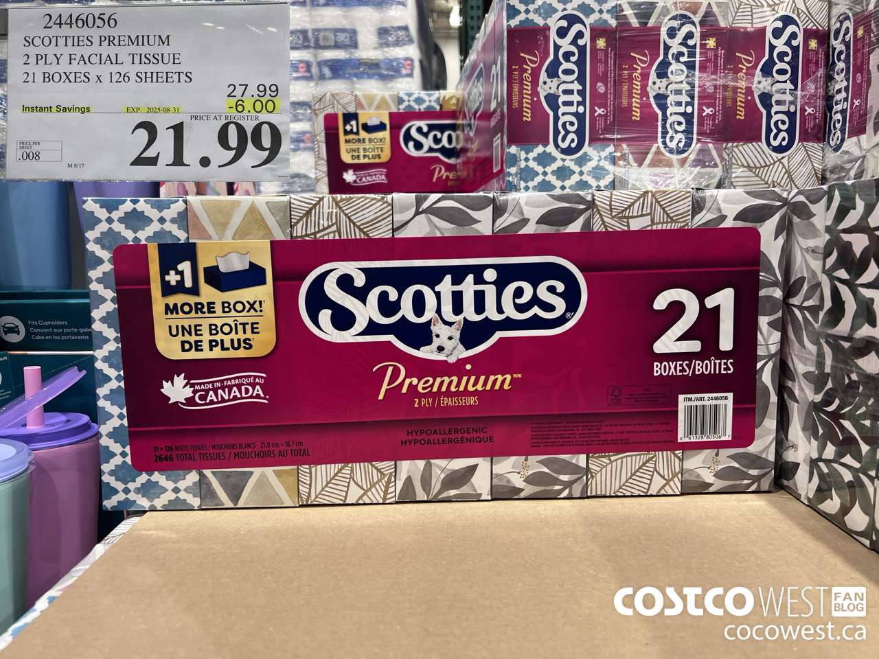 2446056 SCOTTIES PREMIUM 2 PLY FACIAL TISSUE 21 BOXES X 126 SHEETS ($6.00 INSTANT SAVINGS EXPIRES ON 2025-08-31) $21.99