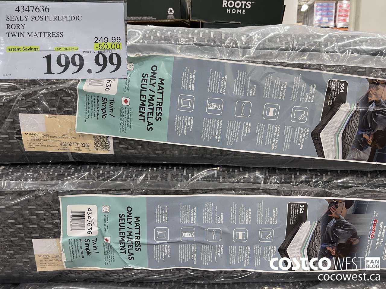 4347636 SEALY POSTUREPEDIC RORY MEDIUM TIGHT TOP TWIN MATTRESS ($50.00 INSTANT SAVINGS EXPIRES ON 2025-08-31) $199.99