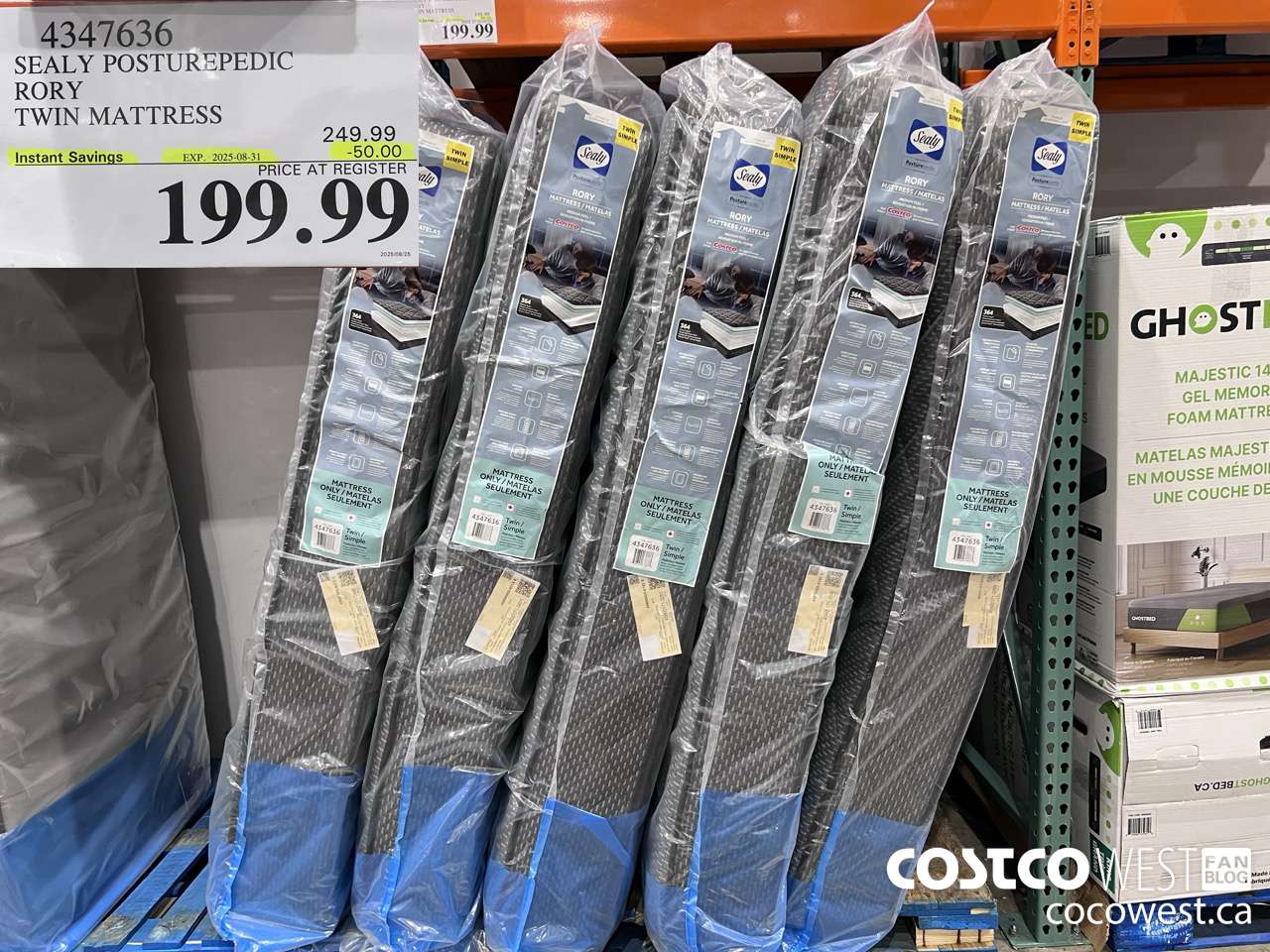 4347636 SEALY POSTUREPEDIC RORY MEDIUM TIGHT TOP TWIN MATTRESS ($50.00 INSTANT SAVINGS EXPIRES ON 2025-08-31) $199.99