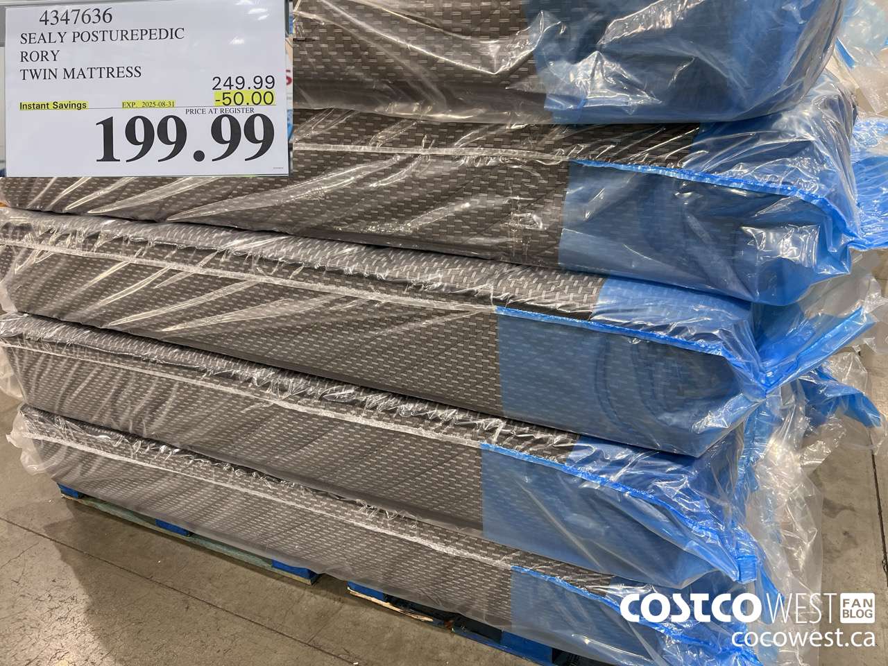 4347636 SEALY POSTUREPEDIC RORY MEDIUM TIGHT TOP TWIN MATTRESS ($50.00 INSTANT SAVINGS EXPIRES ON 2025-08-31) $199.99