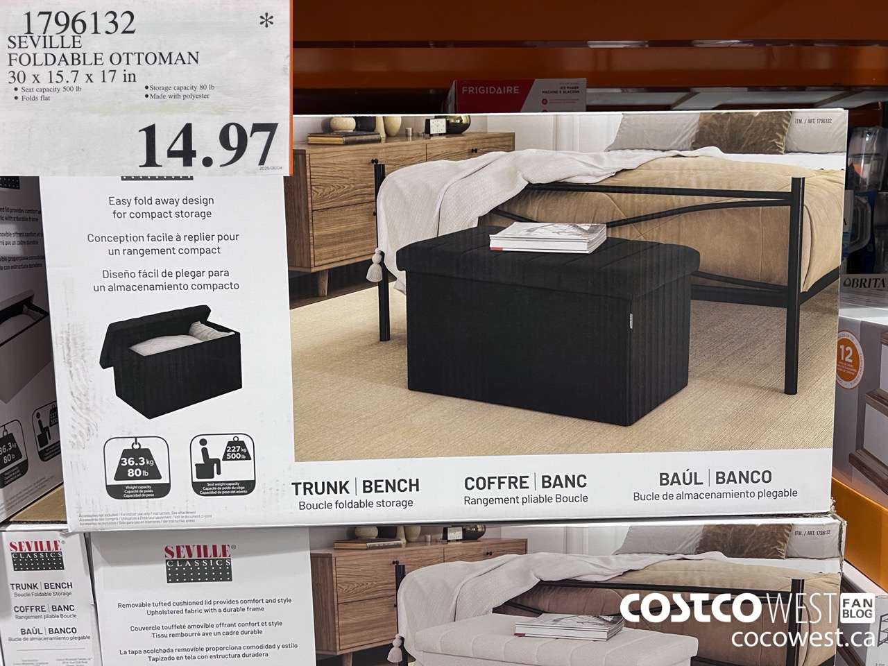 1796132 SEVILLE FOLDABLE OTTOMAN 30 x 15.7 x 17 in $14.97