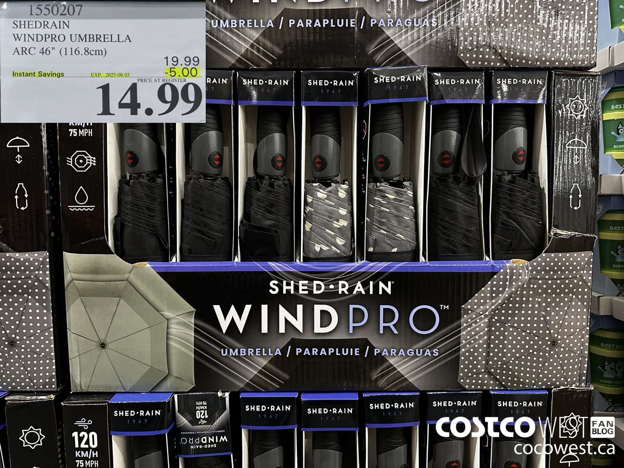 1550207 SHEDRAIN WINDPRO UMBRELLA ARC 46