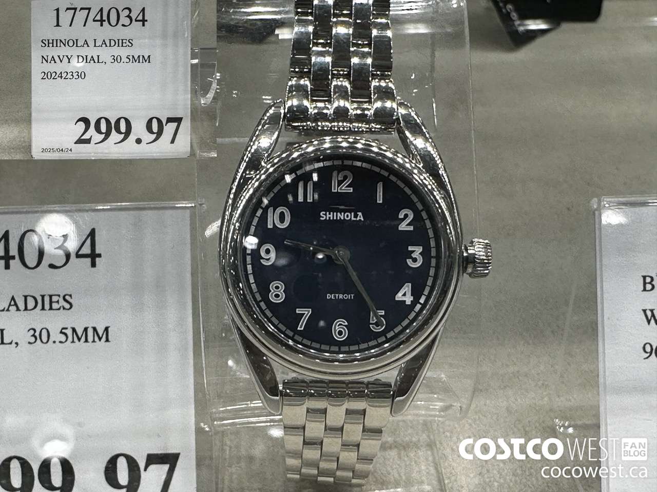 1774034 SHINOLA LADIES NAVY DIAL 30.5 MM 20242330 $299.97