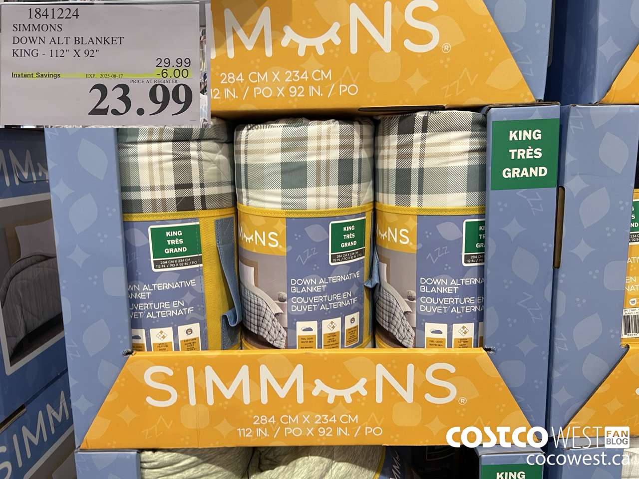 1841224 SIMMONS DOWN ALT BLANKET KING 112