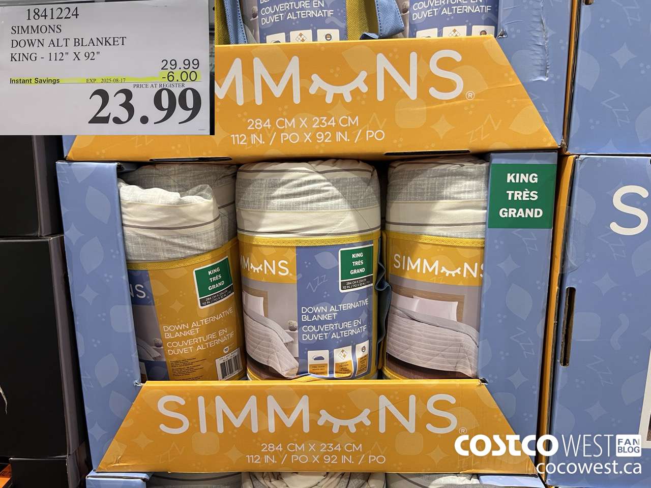 1841224 SIMMONS DOWN ALT BLANKET KING 112