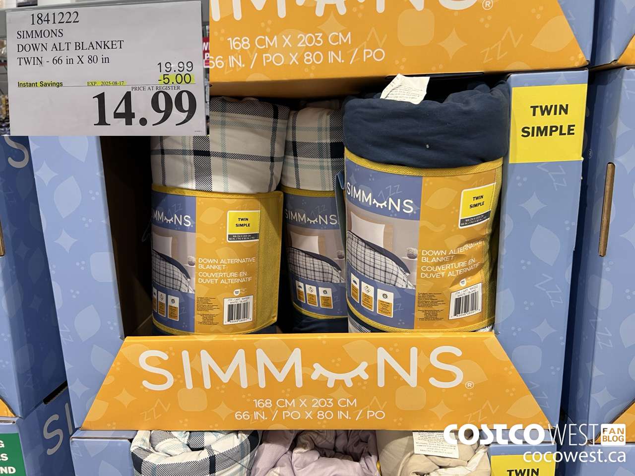 1841222 SIMMONS DOWN ALT BLANKET TWIN 66