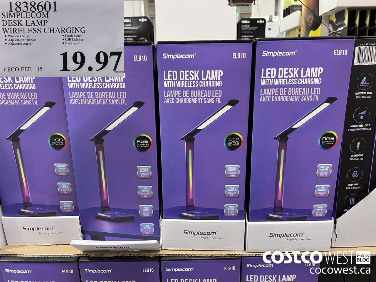 1838601 SIMPLECOM DESK LAMP WIRELESS CHARGING  $19.97