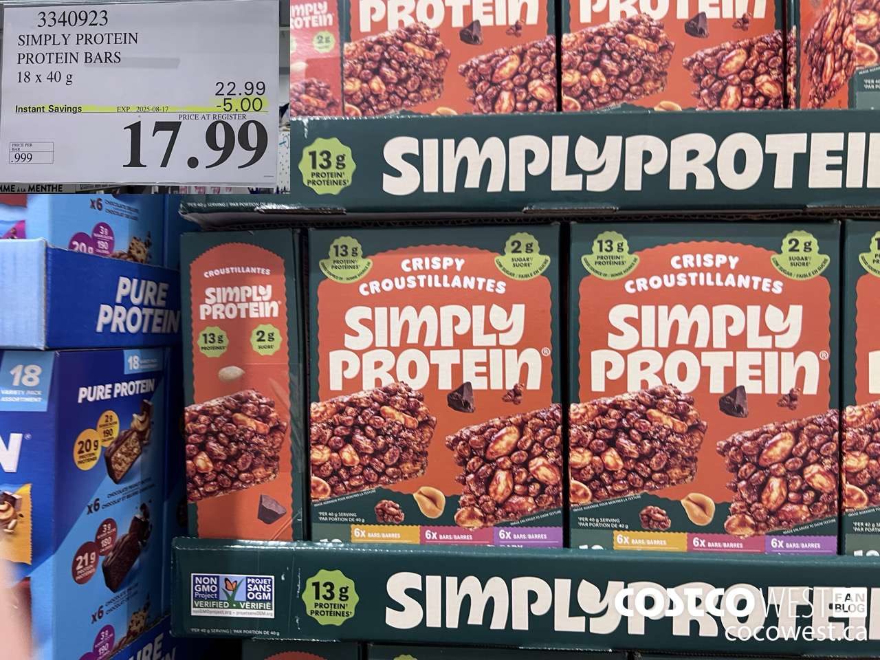 3340923 SIMPLY PROTEIN PROTEIN BARS 18 X 40G ($5.00 INSTANT SAVINGS EXPIRES ON 2025-08-17) $17.99