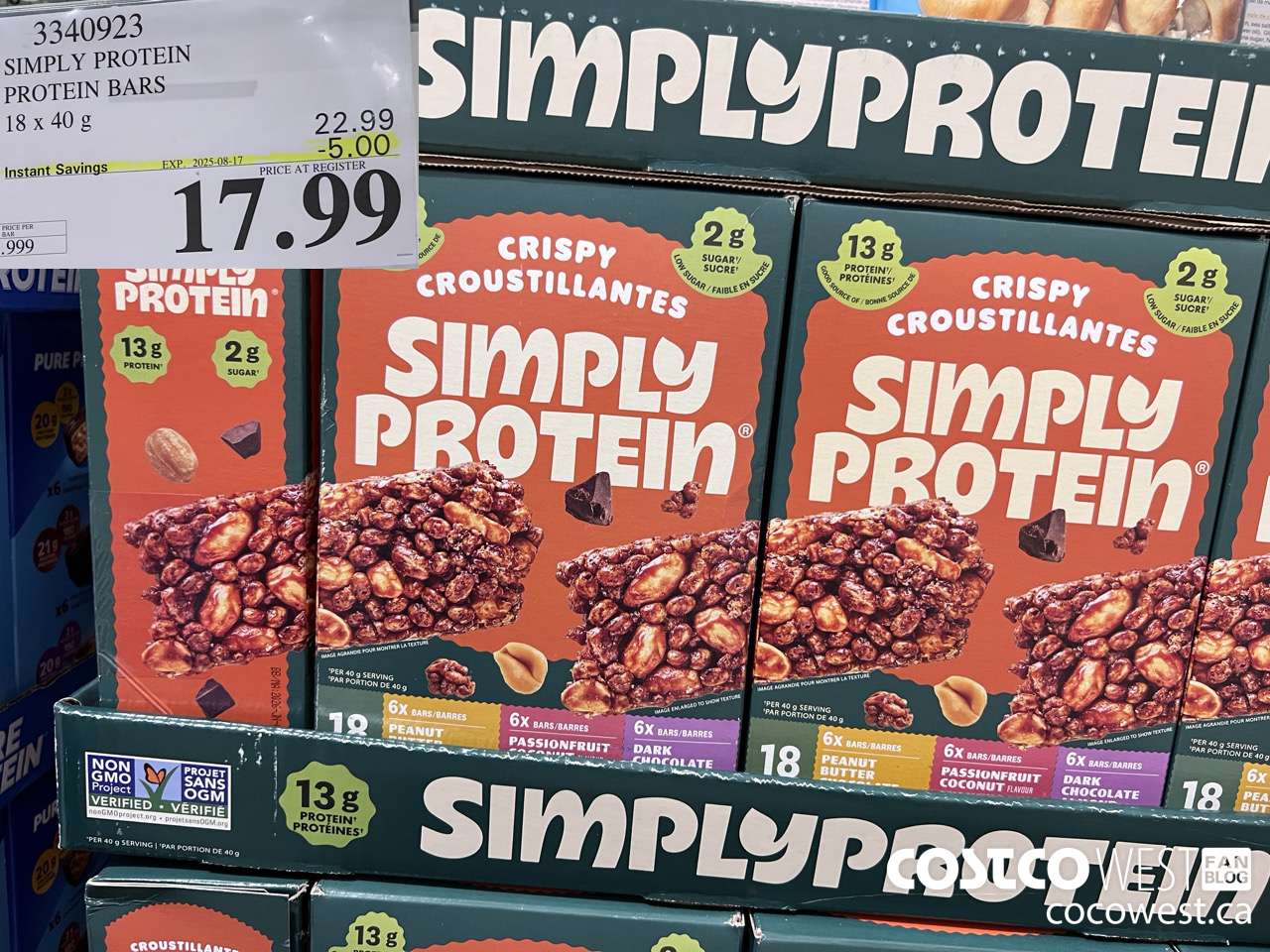3340923 SIMPLY PROTEIN PROTEIN BARS 18 X 40G ($5.00 INSTANT SAVINGS EXPIRES ON 2025-08-17) $17.99