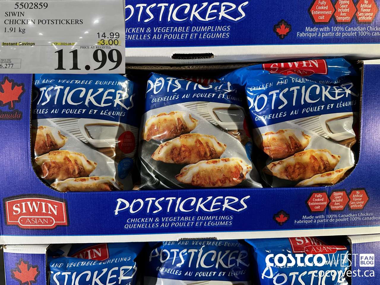 5502859 SIWIN CHICKEN POTSTICKERS 1.91 kg ($3.00 INSTANT SAVINGS EXPIRES ON 2025-08-31) $11.99