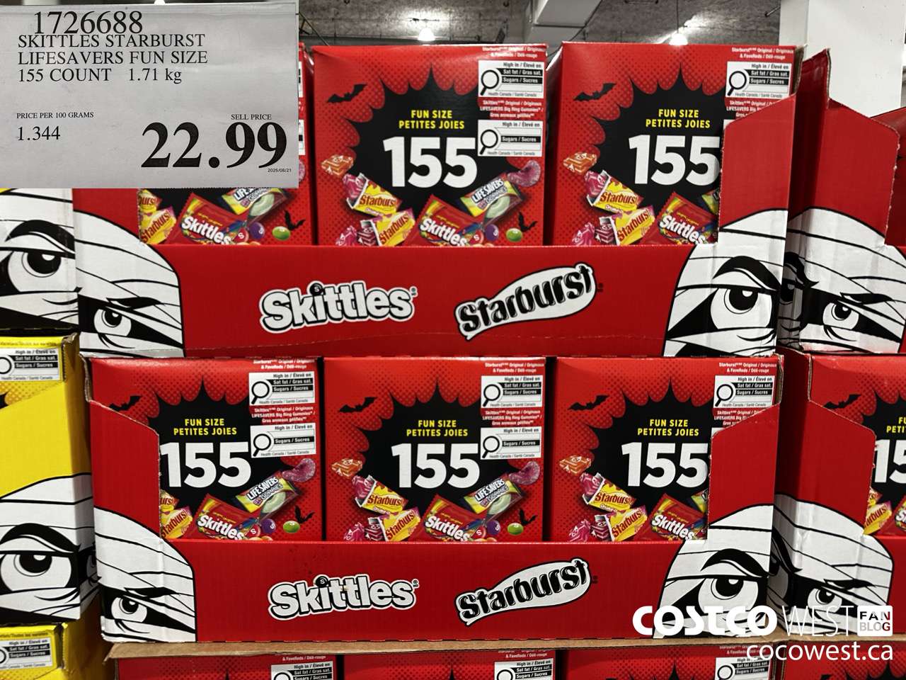 1726688 SKITTLES STARBURST LIFESAVERS FUN SIZE 155 COUNT 1.71KG $22.99