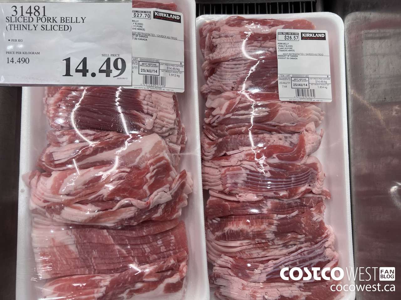 31481 SLICED PORK BELLY (THINLY SLICED) $14.49