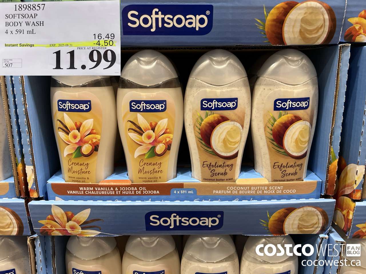 1898857 SOFTSOAP BODY WASH 4 X 591ML ($4.50 INSTANT SAVINGS EXPIRES ON 2025-08-31) $11.99