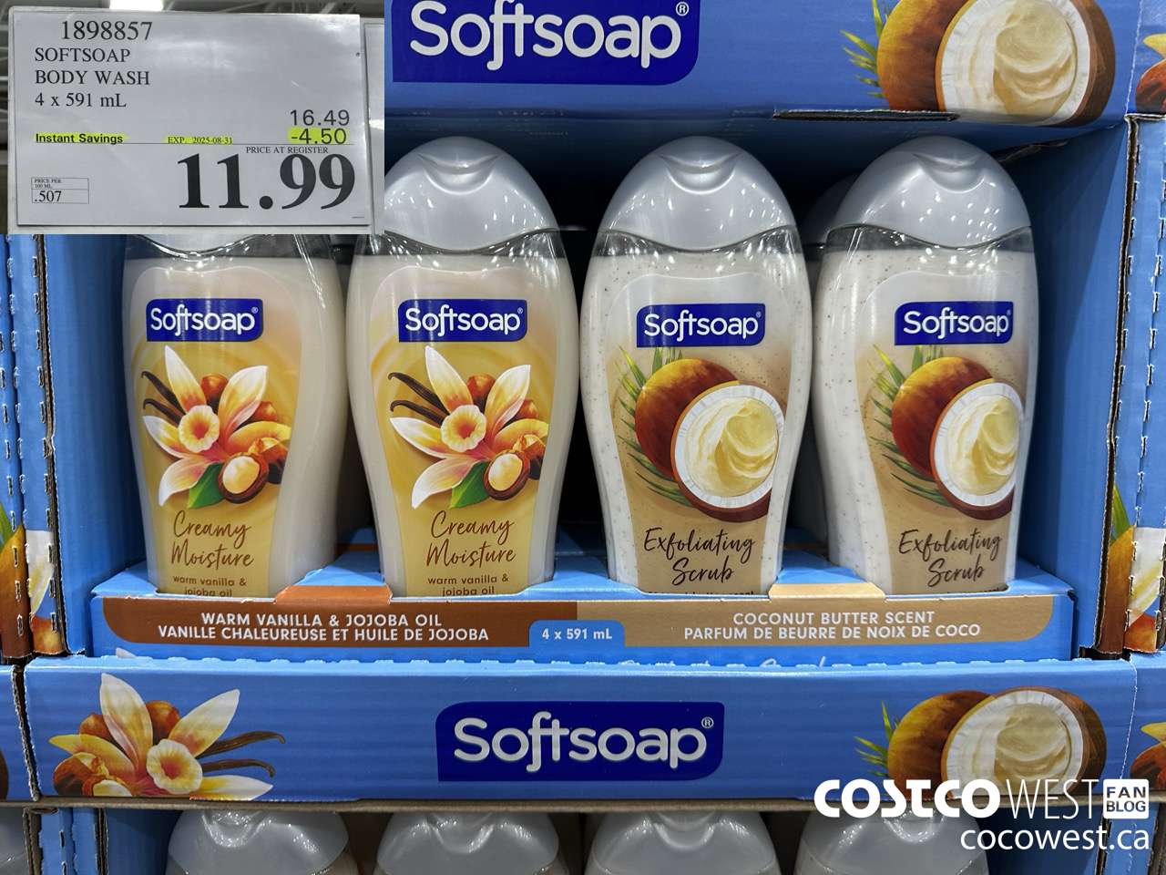 1898857 SOFTSOAP BODY WASH 4 X 591ML ($4.50 INSTANT SAVINGS EXPIRES ON 2025-08-31) $11.99