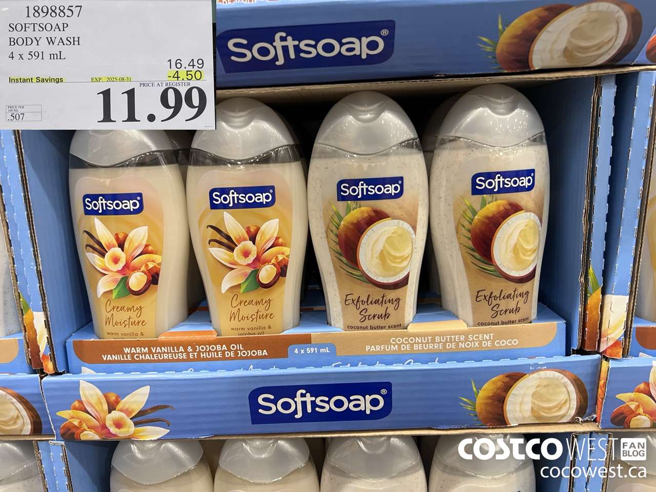 1898857 SOFTSOAP BODY WASH 4 X 591ML ($4.50 INSTANT SAVINGS EXPIRES ON 2025-08-31) $11.99