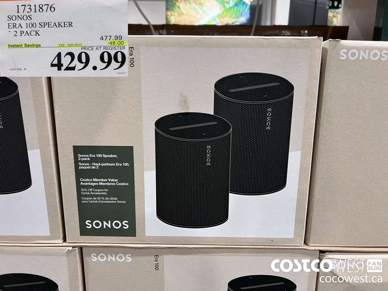 1731876 SONOS ERA 100 SPEAKER 2 PACK ($48.00 INSTANT SAVINGS EXPIRES ON 2025-09-01) $429.99