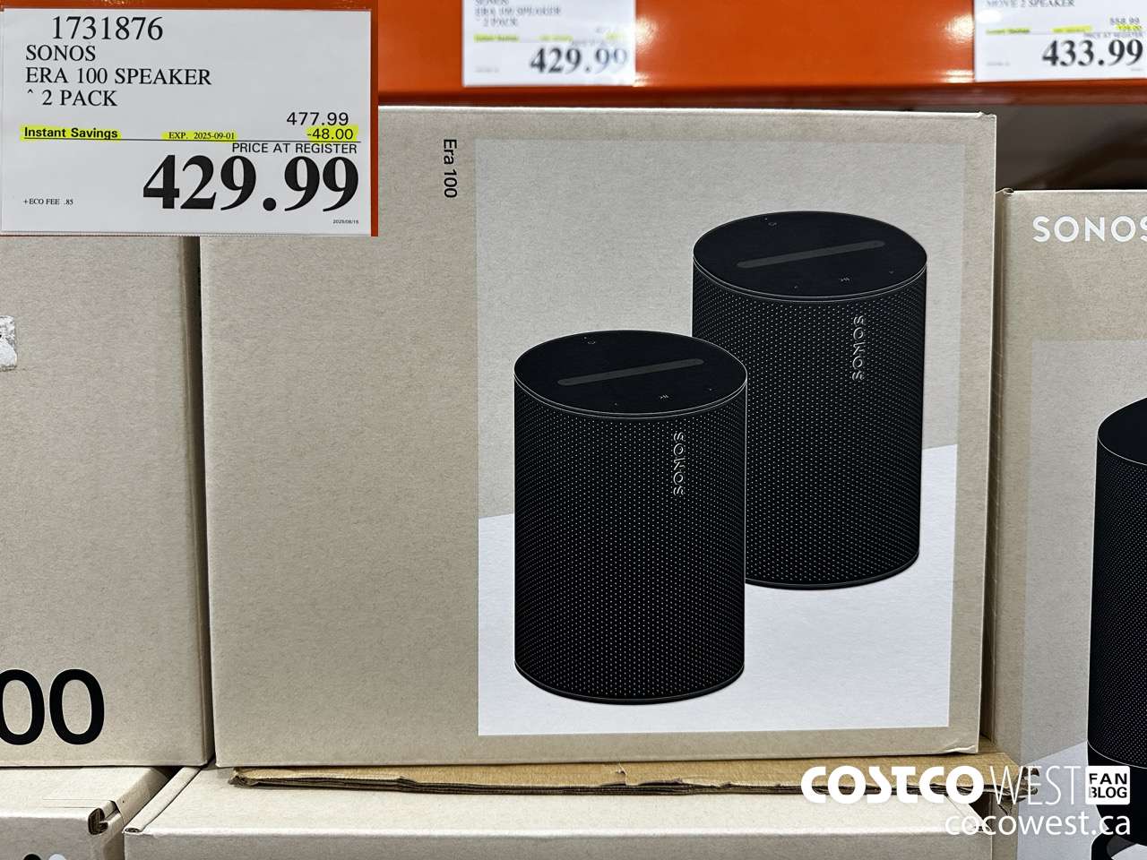 1731876 SONOS ERA 100 SPEAKER 2 PACK ($48.00 INSTANT SAVINGS EXPIRES ON 2025-09-01) $429.99