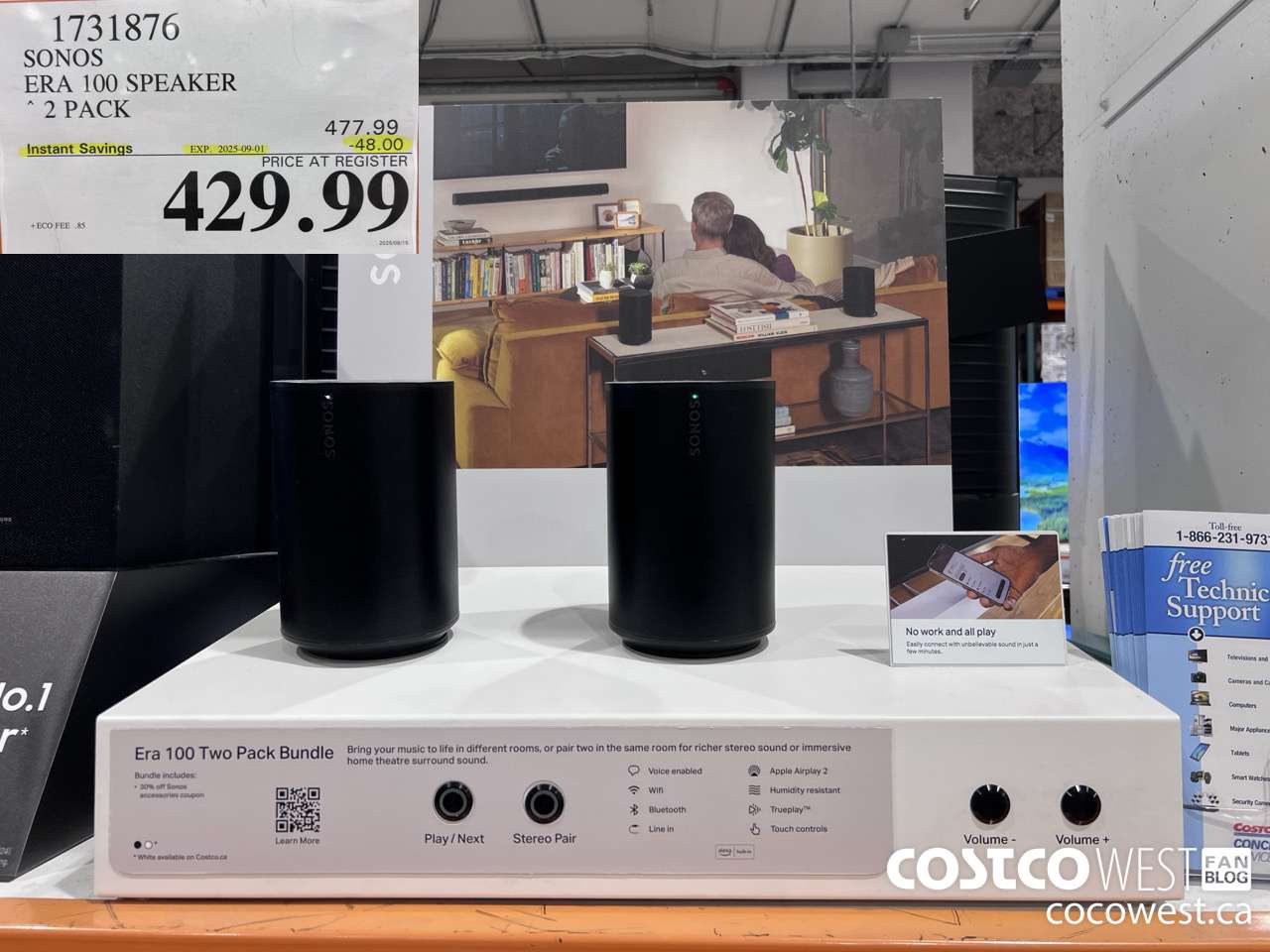 1731876 SONOS ERA 100 SPEAKER 2 PACK ($48.00 INSTANT SAVINGS EXPIRES ON 2025-09-01) $429.99