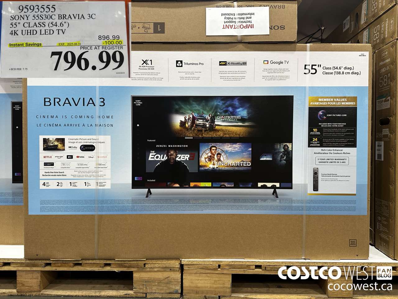 9593555 SONY 55S30C BRAVIA 3C 55