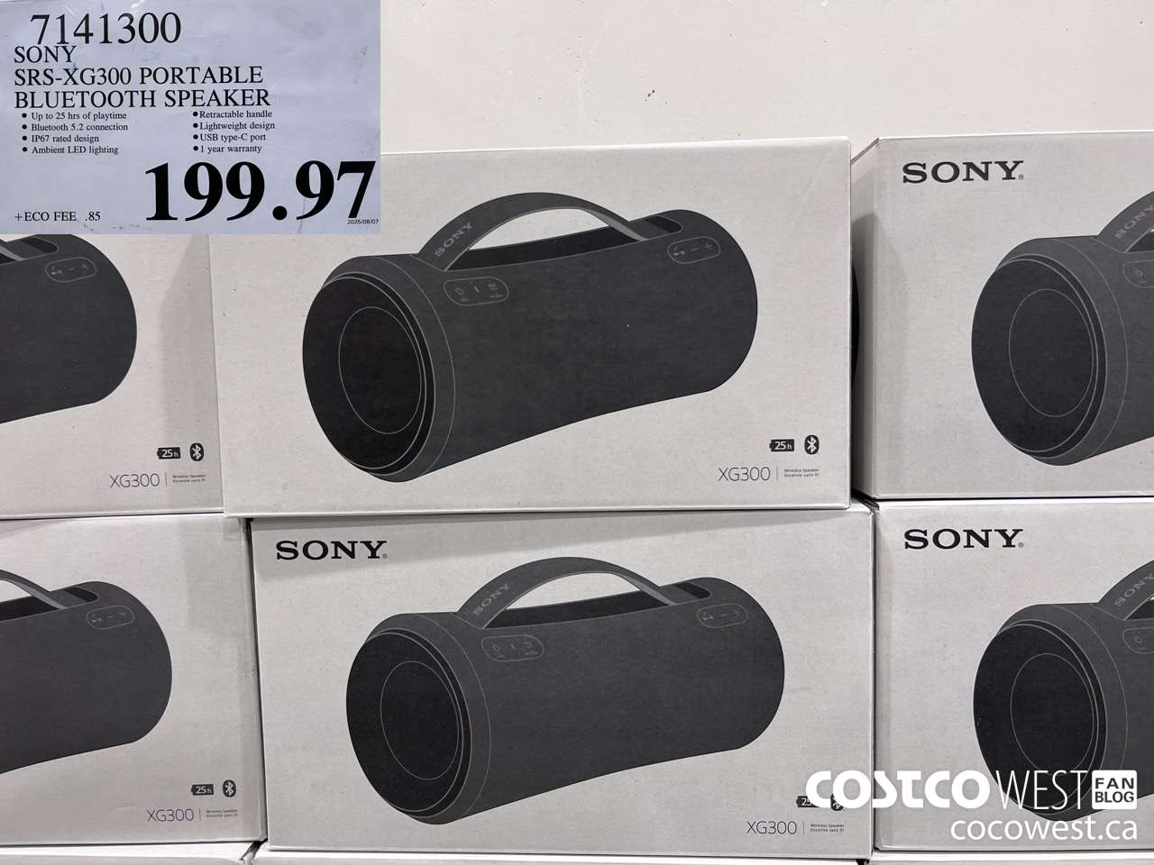 7141300 SONY SRS-XG300 PORTABLE BLUETOOTH SPEAKER $199.97