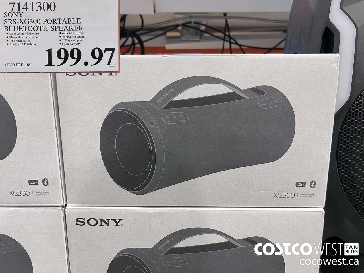 7141300 SONY SRS-XG300 PORTABLE BLUETOOTH SPEAKER $199.97