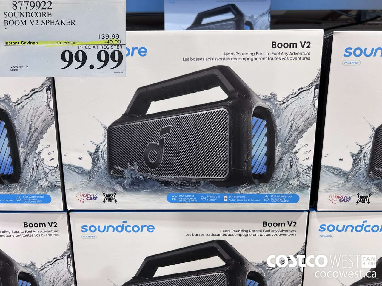 8779922 SOUNDCORE BOOM V2 SPEAKER ($40.00 INSTANT SAVINGS EXPIRES ON 2025-08-31) $99.99
