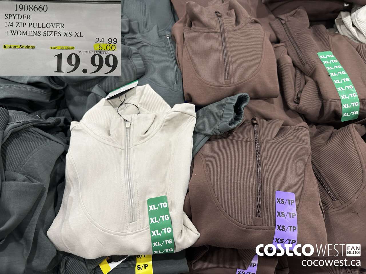 1908660 SPYDER 1/4 ZIP PULLOVER WOMENS SIZES XS-XL ($5.00 INSTANT SAVINGS EXPIRES ON 2025-08-03) $19.99