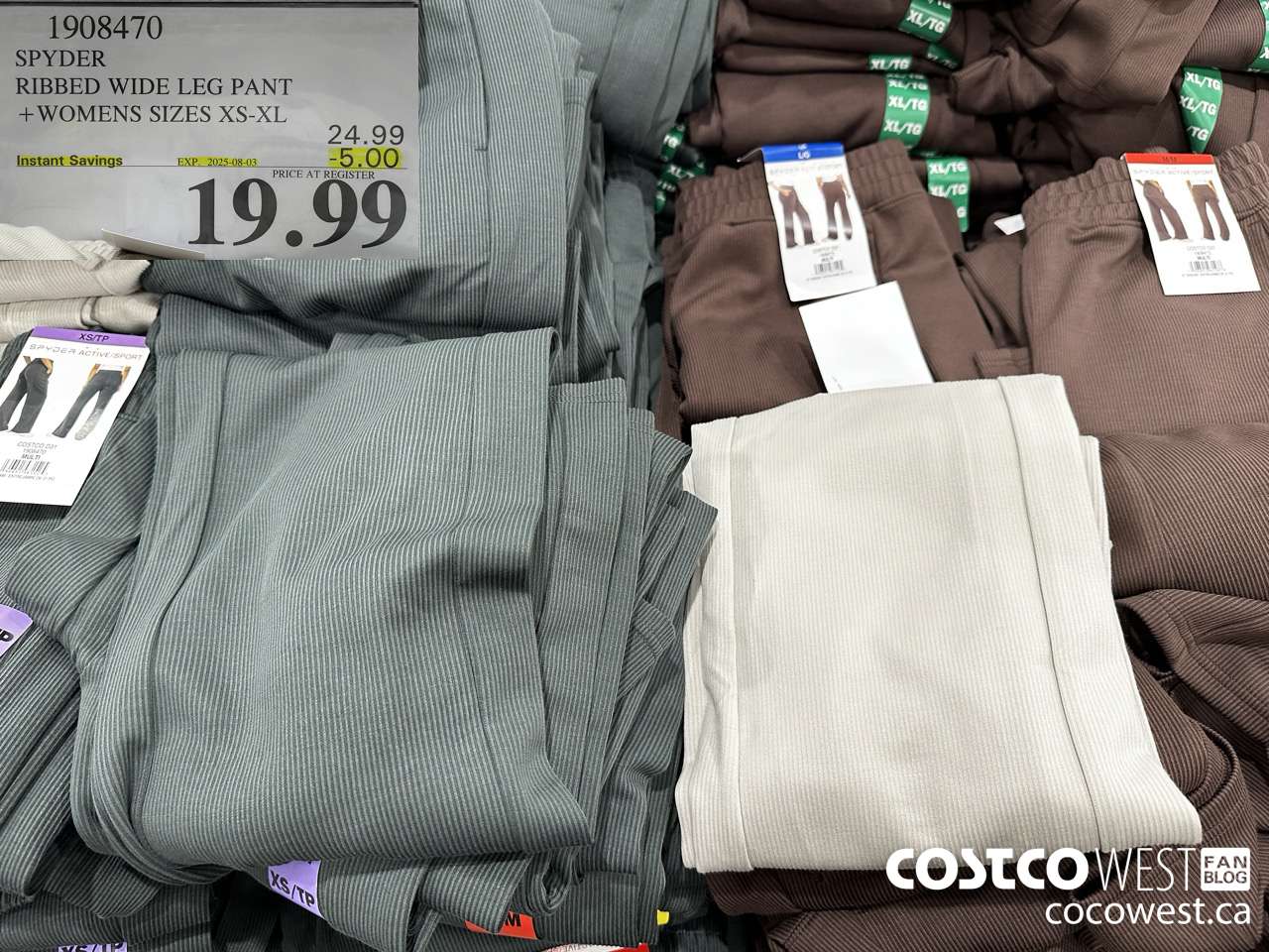 1908470 SPYDER RIBBED WIDE LEG PANT WOMENS SIZES XS-XL ($5.00 INSTANT SAVINGS EXPIRES ON 2025-08-03) $19.99