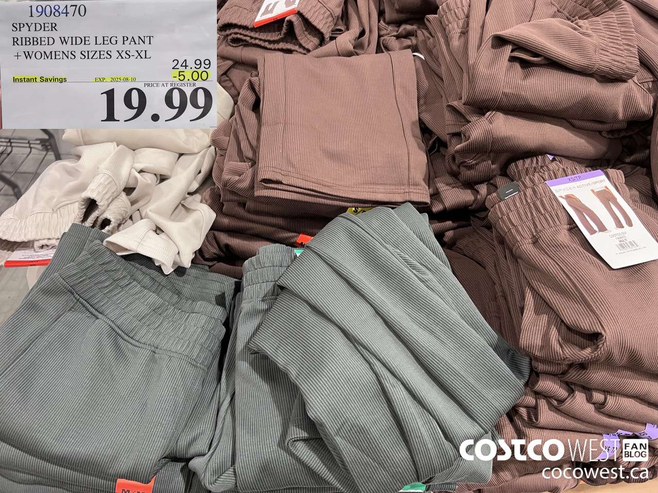 1908470 SPYDER RIBBED WIDE LEG PANT WOMENS SIZES XS-XL ($5.00 INSTANT SAVINGS EXPIRES ON 2025-08-10) $19.99