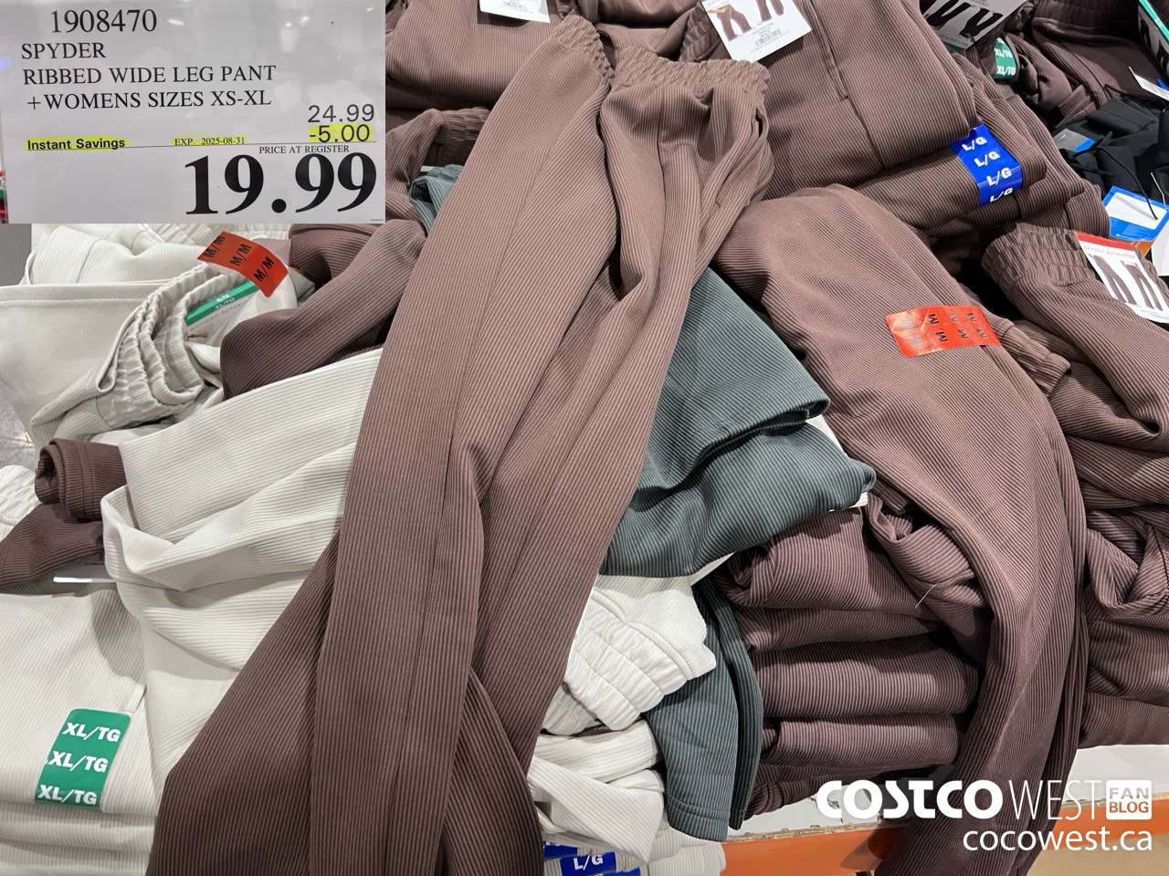 1908470 SPYDER RIBBED WIDE LEG PANT WOMENS SIZES XS-XL ($5.00 INSTANT SAVINGS EXPIRES ON 2025-08-31) $19.99