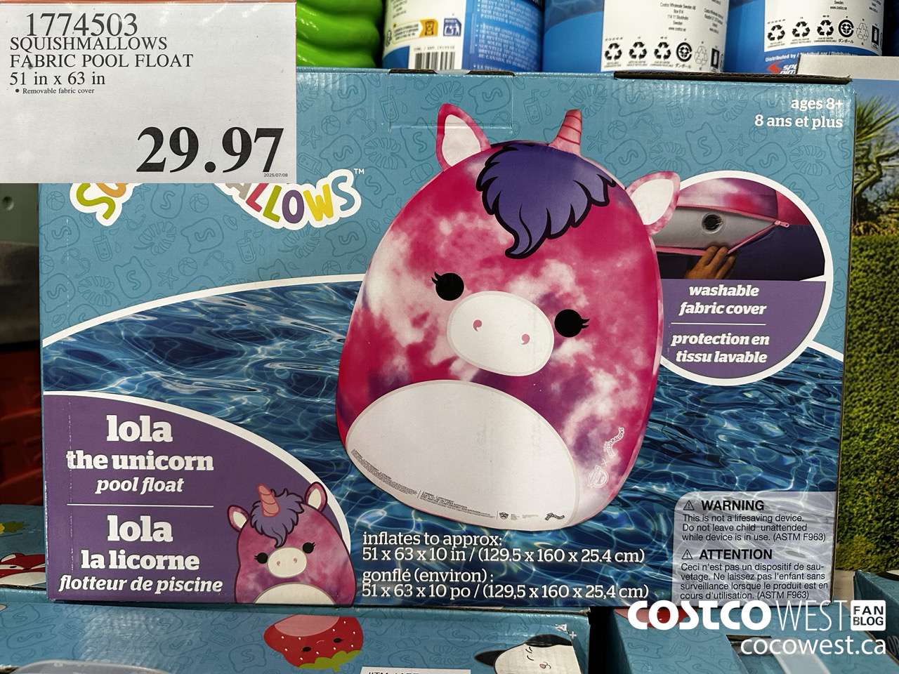1774503 SQUISHMALLOWS FABRIC POOL FLOAT 51 IN X 63 IN $29.97