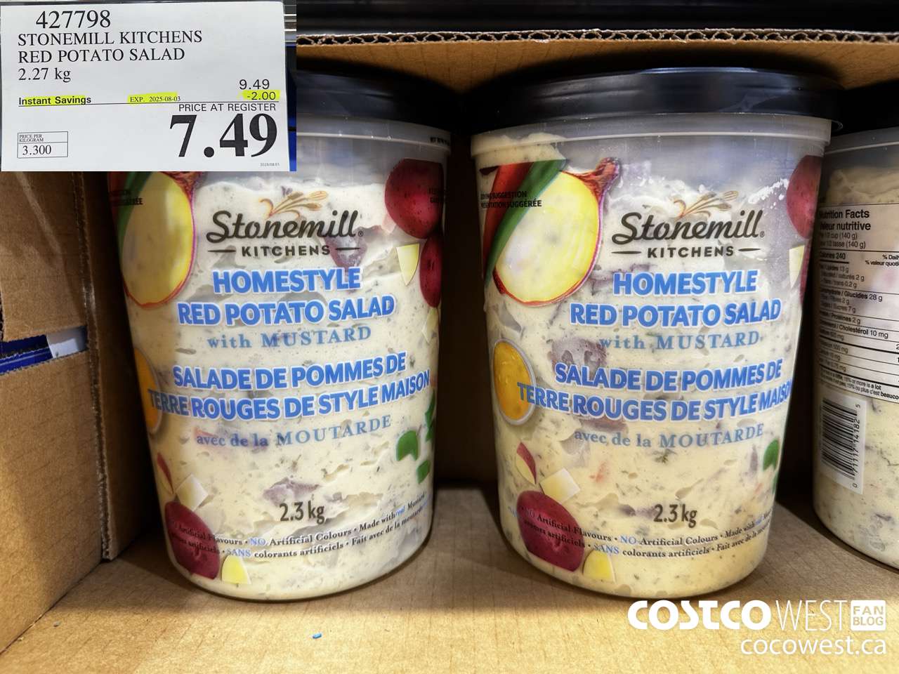 427798 STONEMILL KITCHENS RED POTATO SALAD 2.27 kg ($2.00 INSTANT SAVINGS EXPIRES ON 2025-08-03) $7.49